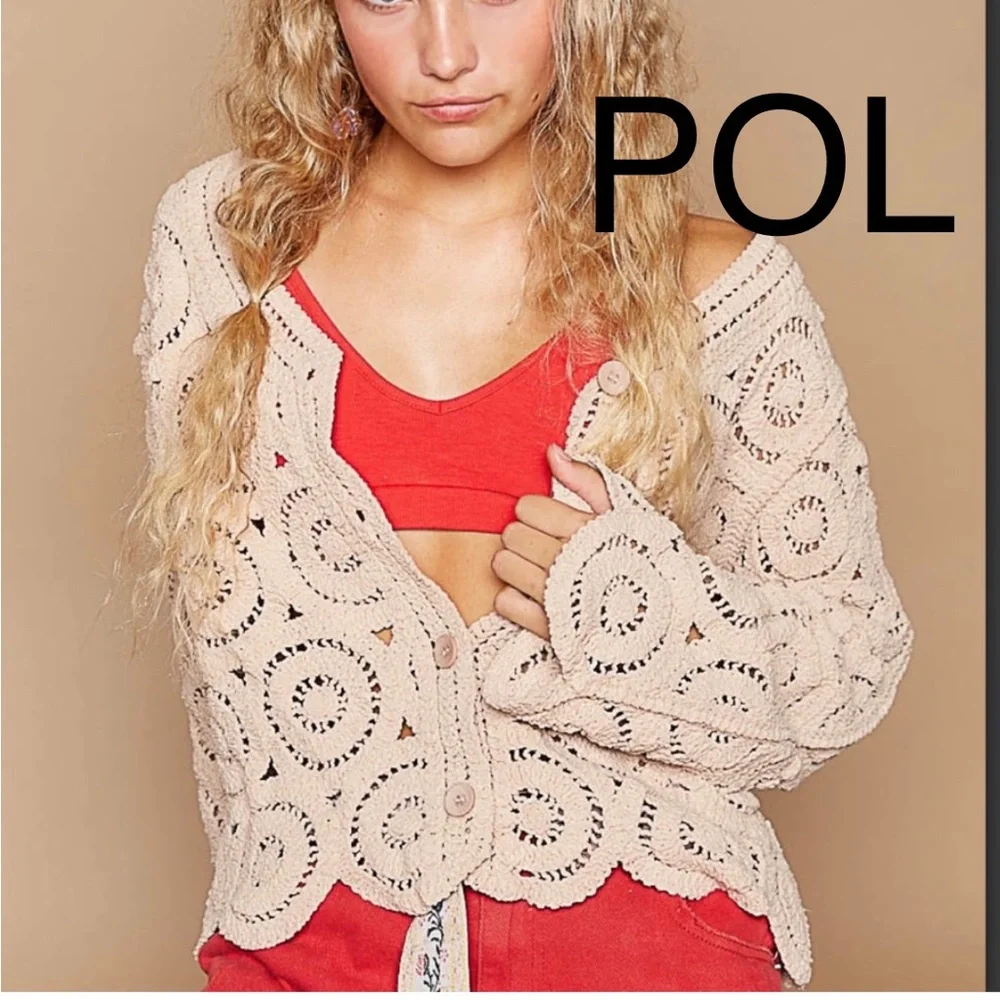 BP20🌟POL perfection in v-beck long sleeve cardi-stonewashed w/open embro… - Picture 8 of 11